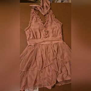 Halter Print Tiered Swim Dress